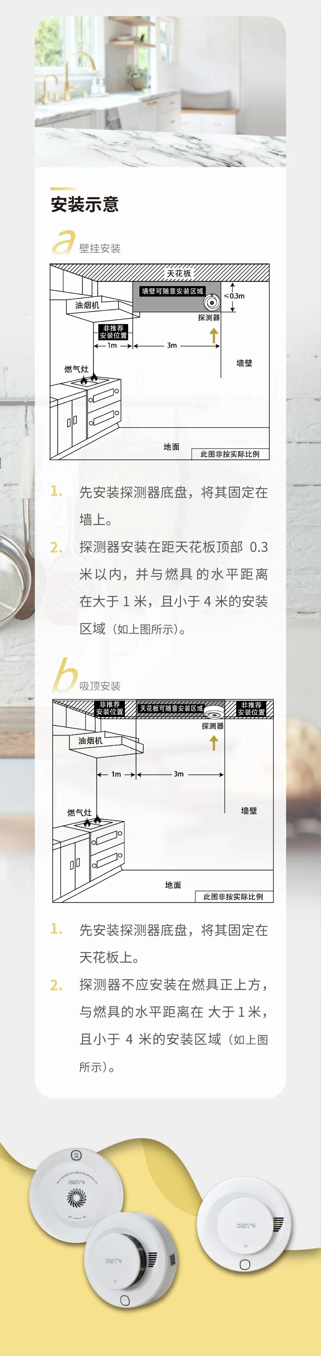 云南海灣消防GST全新一代NB獨(dú)立式煙感氣感探測器安裝